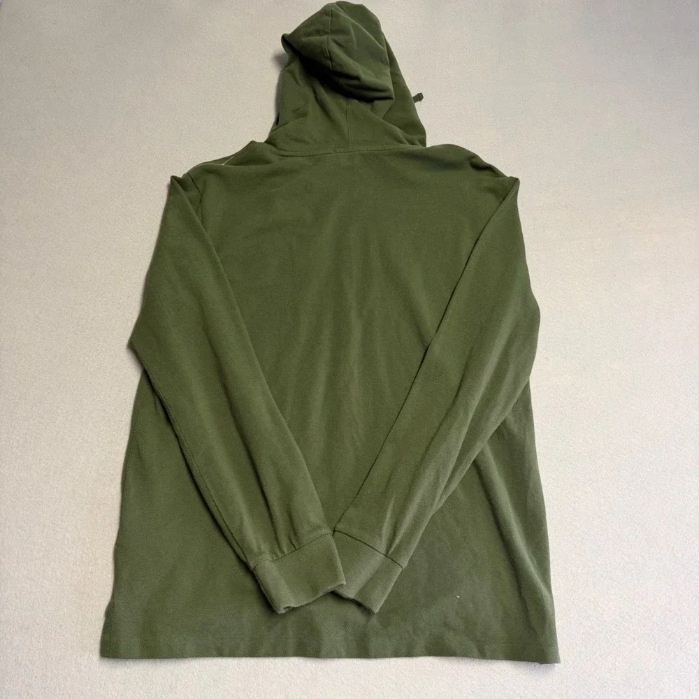 Polo Ralph Lauren Mens Olive Green Pique Hoodie Contrast Pocket Long Sleeve LG